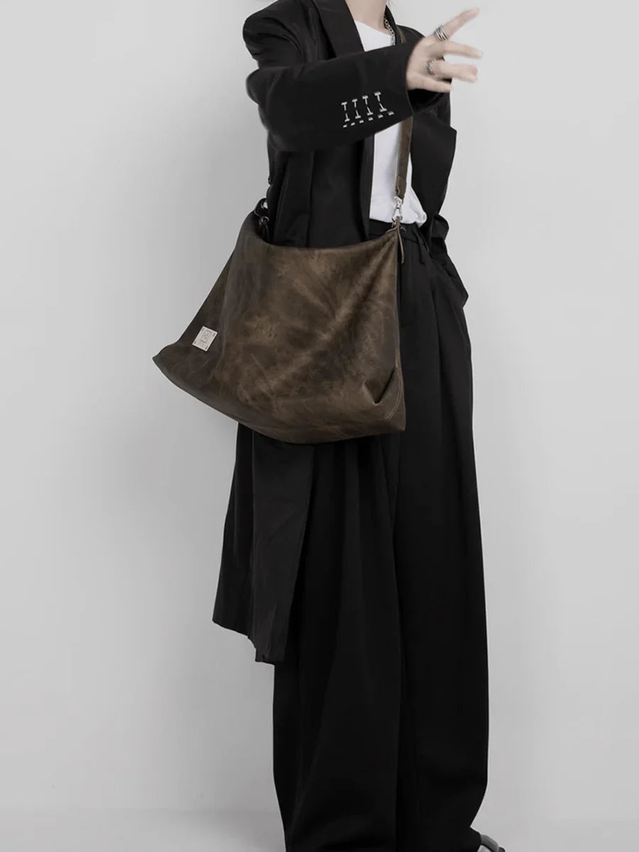 [LUCKYSTUDIO]LARGE SOFT LEATHER SHOULDER CROSSBODY BAG A0038