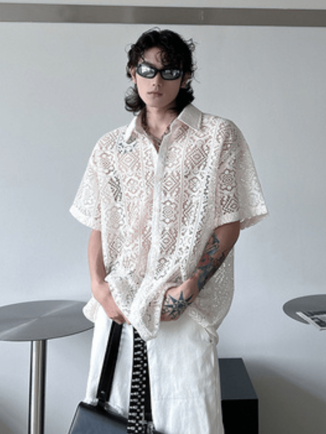 hollow design sense loose shirts J0123