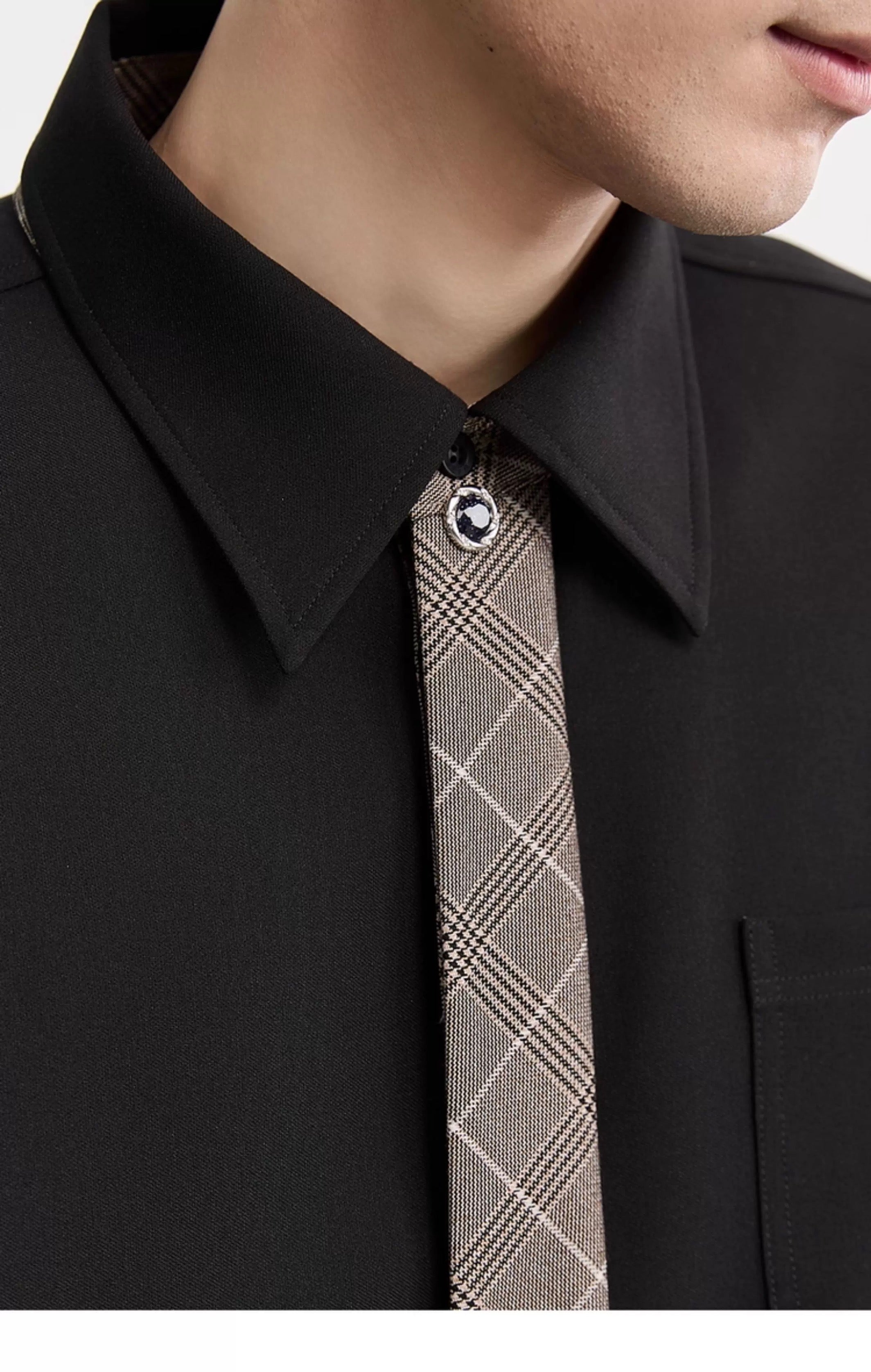 3-in-1 しわ防止＆カラーブロックシャツ - メンズ 秋冬 サーマル 長袖 トップス T0044