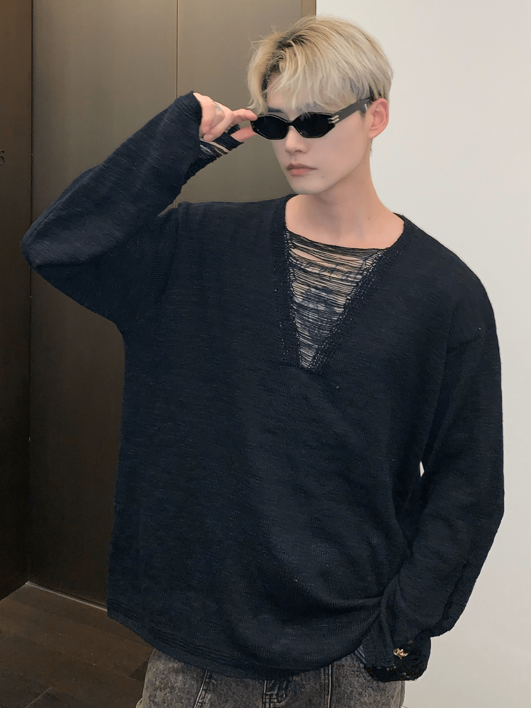 [CUIBUJU] V-neck loose trend within shirt J0115
