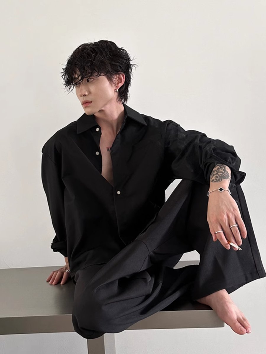 [GENESISBOY] short long-sleeved shirt J0118