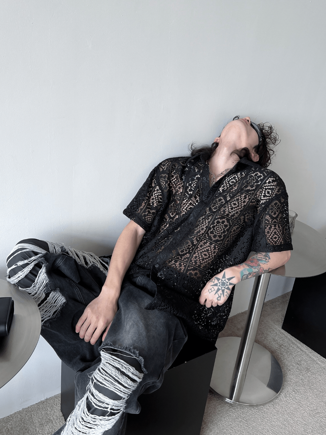 hollow design sense loose shirts J0123