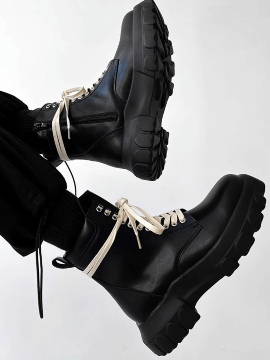 British style leather zipper shoes S043