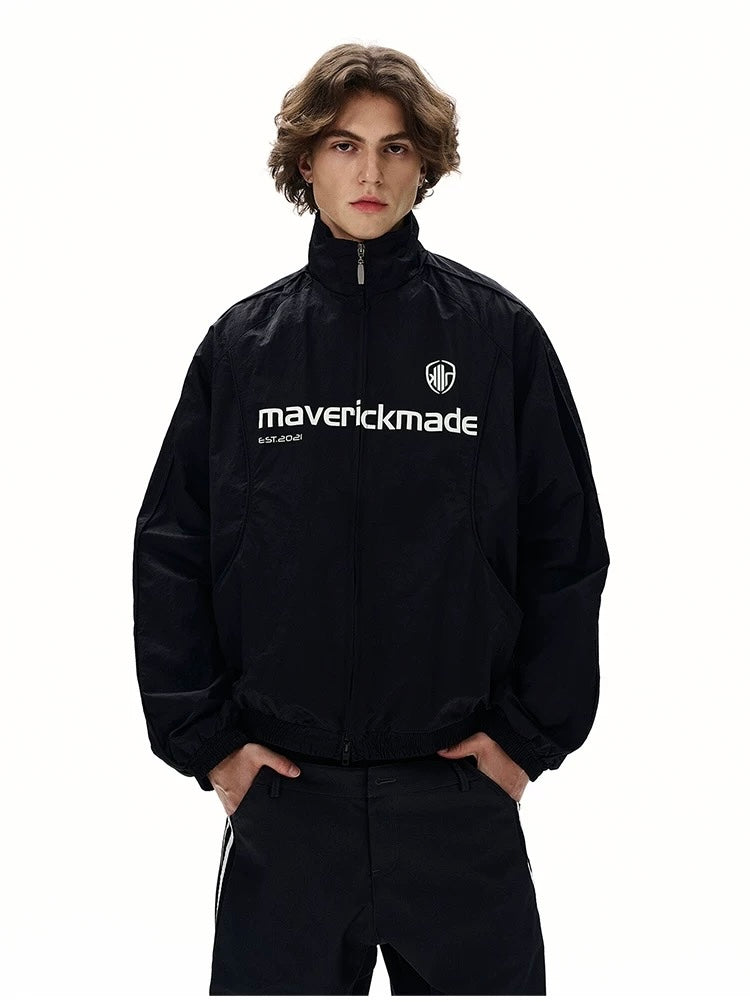 American Letter Print Jacket – Vintage Streetwear Varsity Zip Jacket T0026