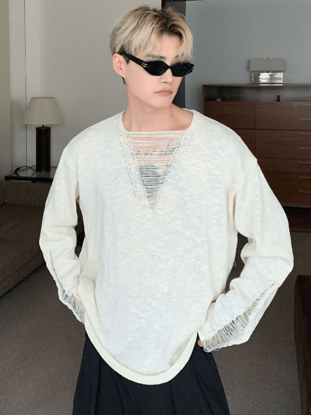 [CUIBUJU] V-neck loose trend within shirt J0115