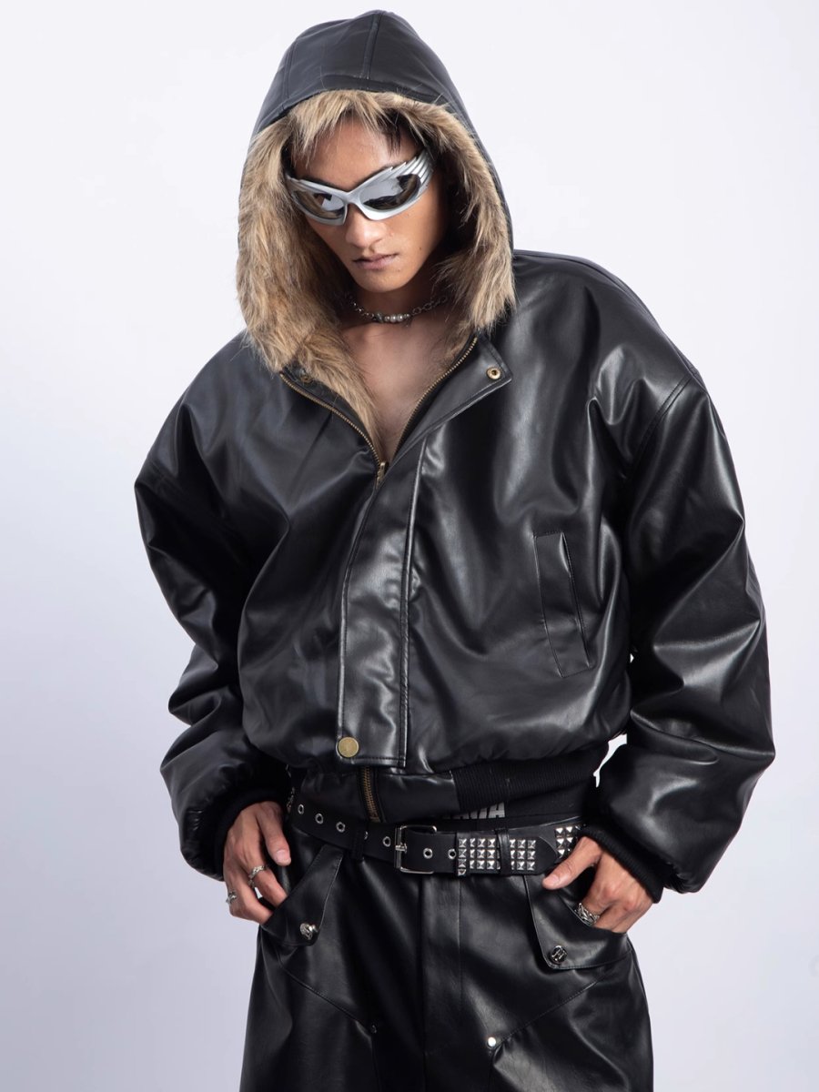 [PLAN1ONE] reversible leather cotton jacket T0160