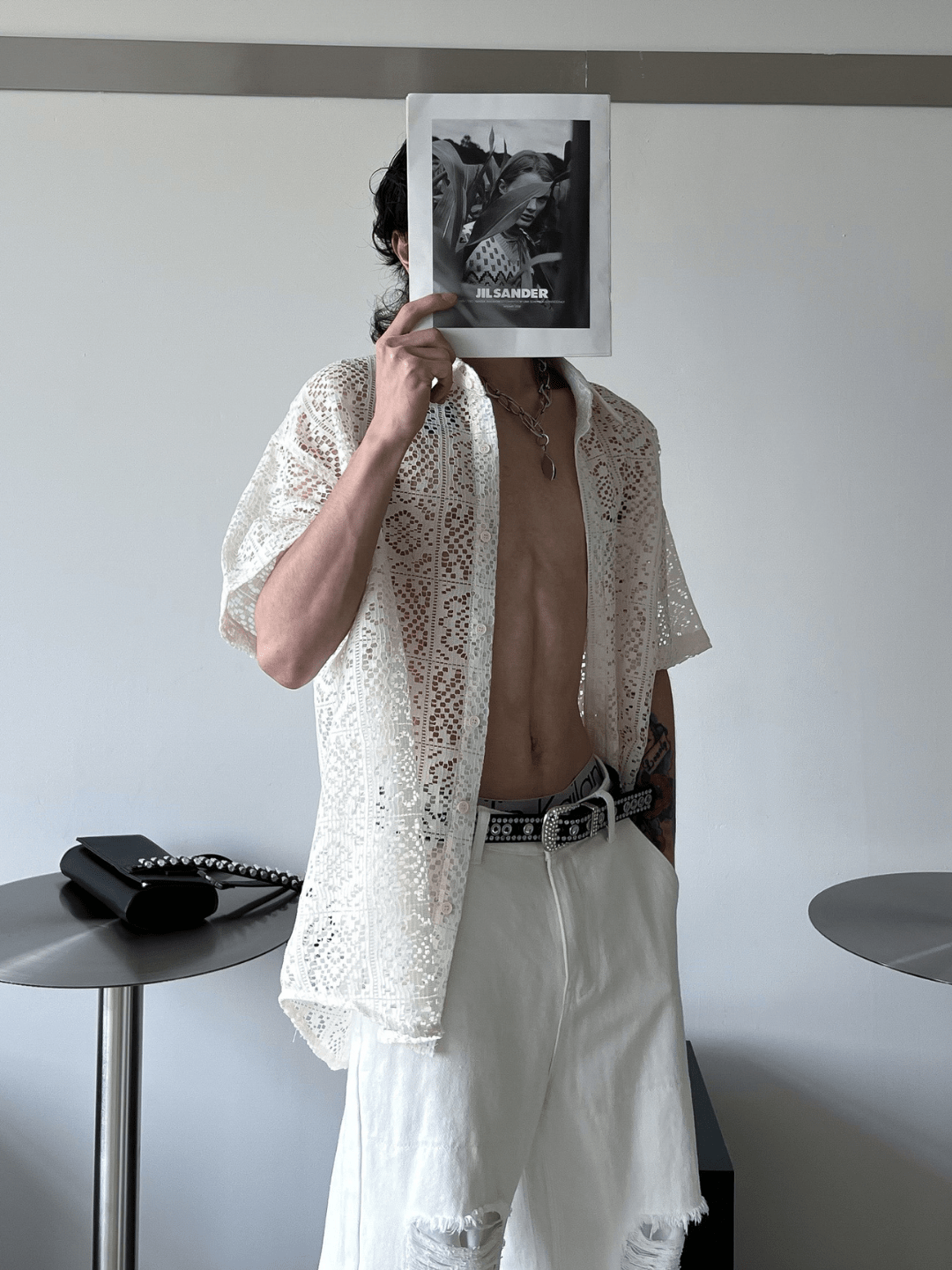 hollow design sense loose shirts J0123