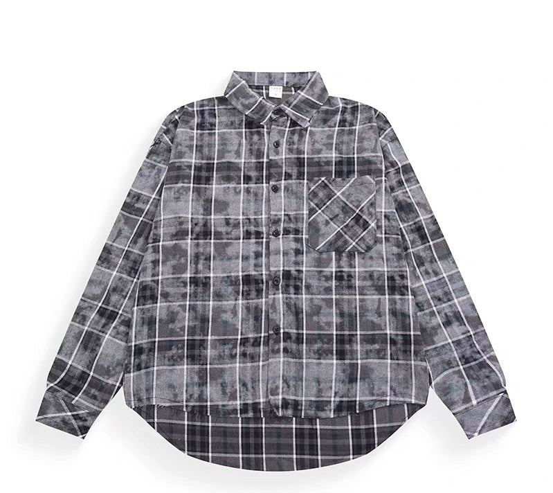 Men’s Plaid Overshirt Jacket – American Casual Vintage Streetwear Outerwear S0052