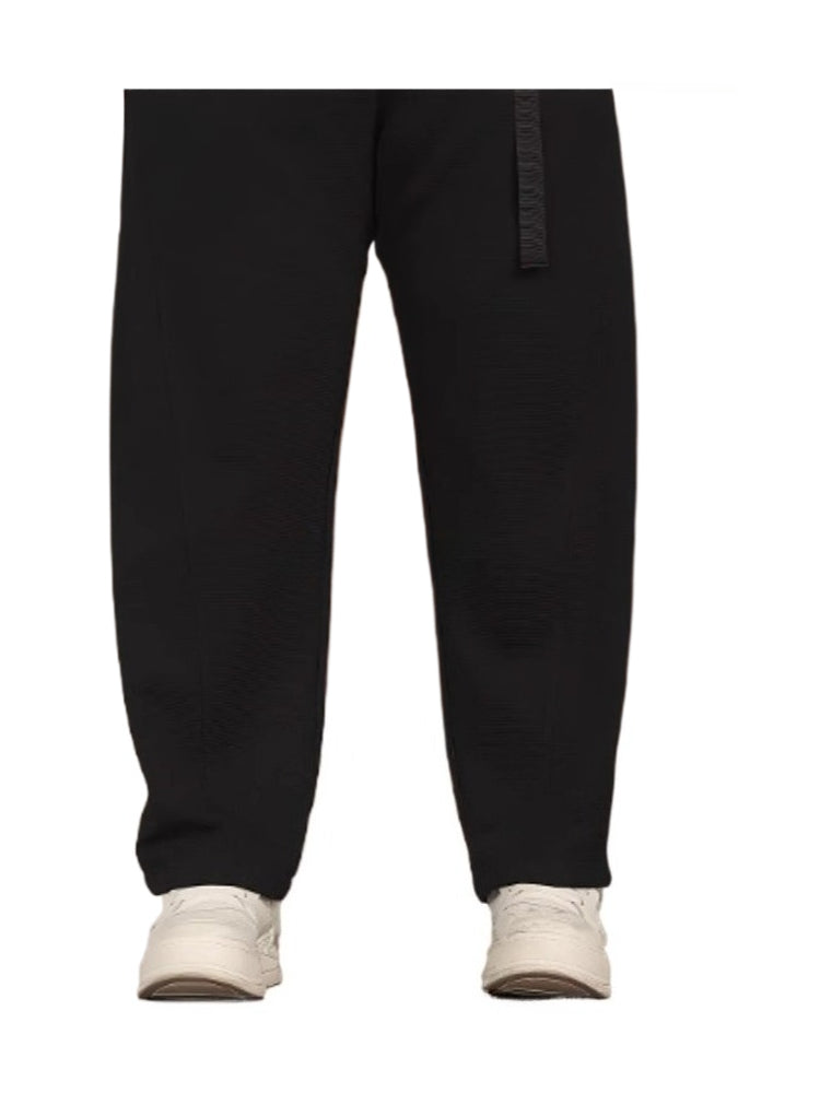 Waffle straight casual pants men's autumn and winter increase the fat to cover the meat and show the pants, and fat boys wear wide-leg pants. B0321