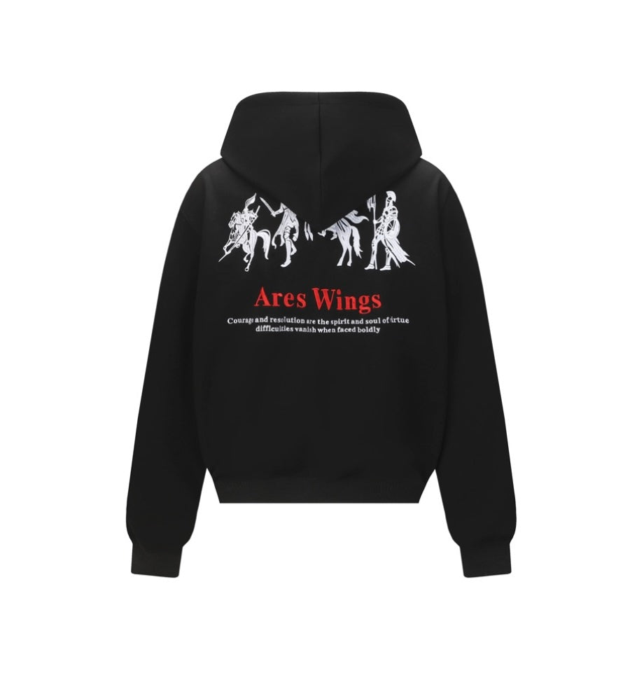 Men’s Embroidered Warhorse Hoodie – American Retro Street Pullover Sweatshirt S0046