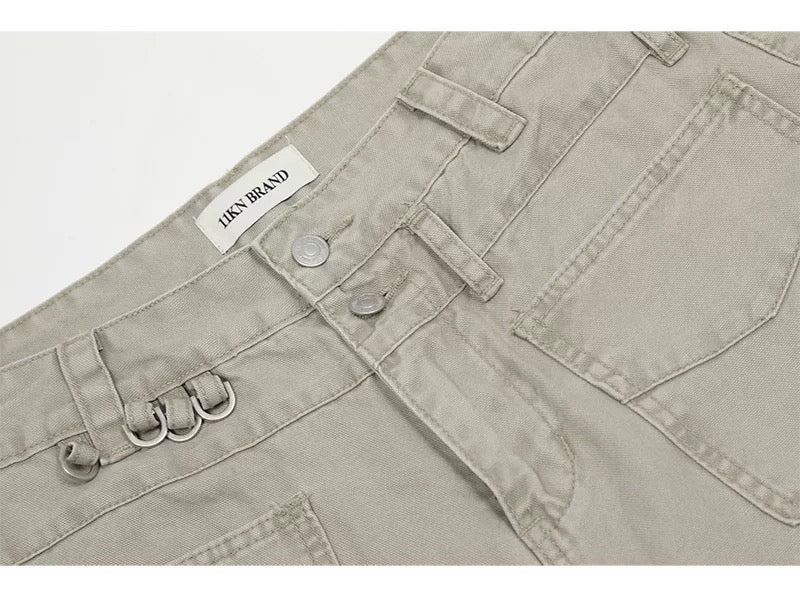 Men’s Vintage American Straight-Leg Cargo Pants – Retro Utility Streetwear Trousers B0045