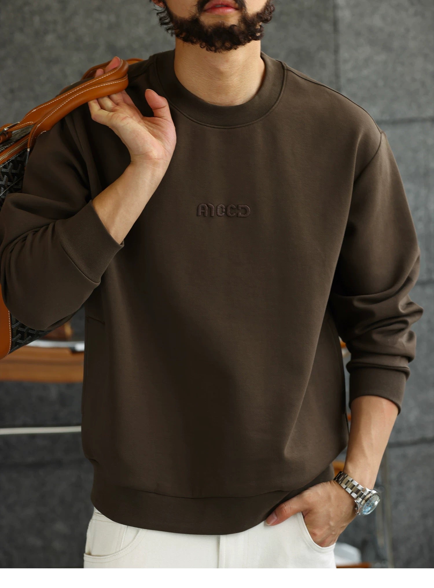 Men’s Air Cotton Embroidered Crewneck Sweatshirt S0018