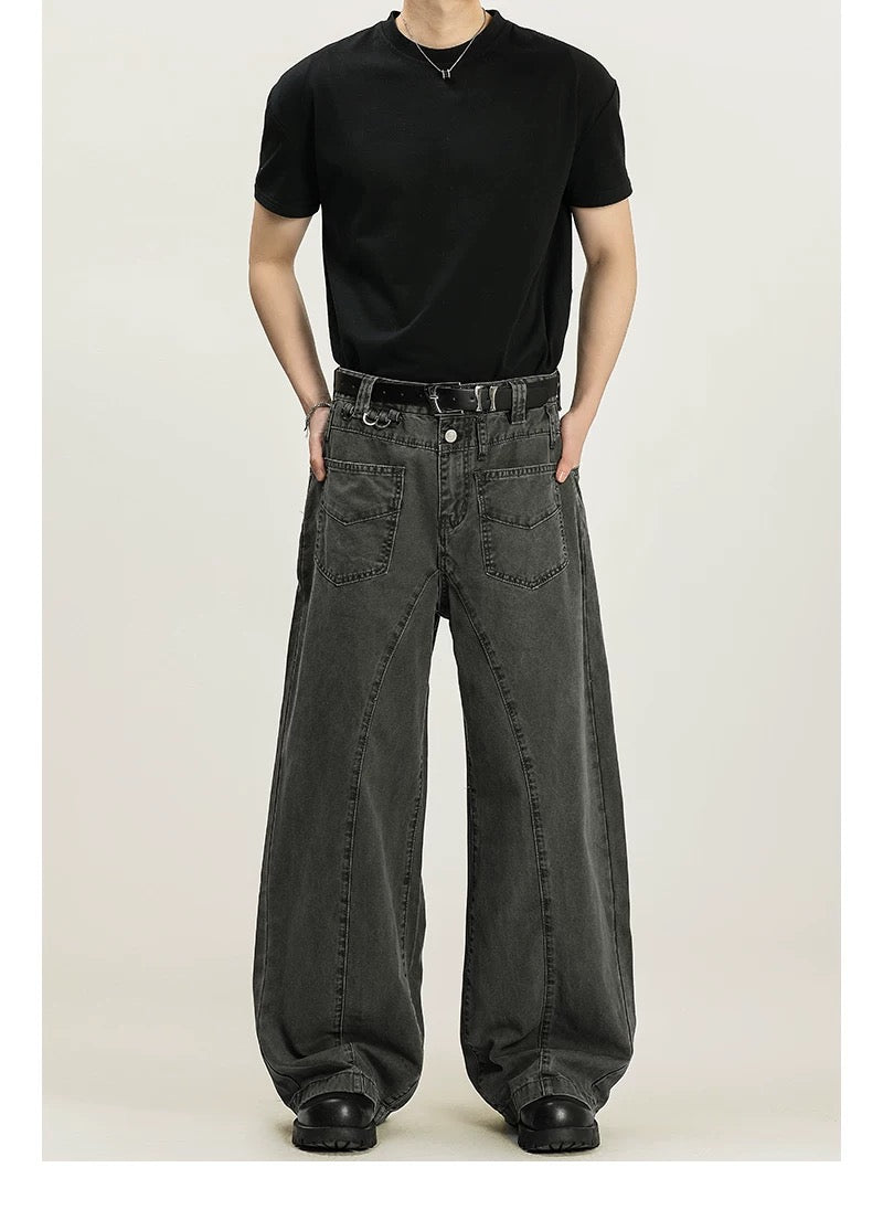 Men’s Vintage American Straight-Leg Cargo Pants – Retro Utility Streetwear Trousers B0045