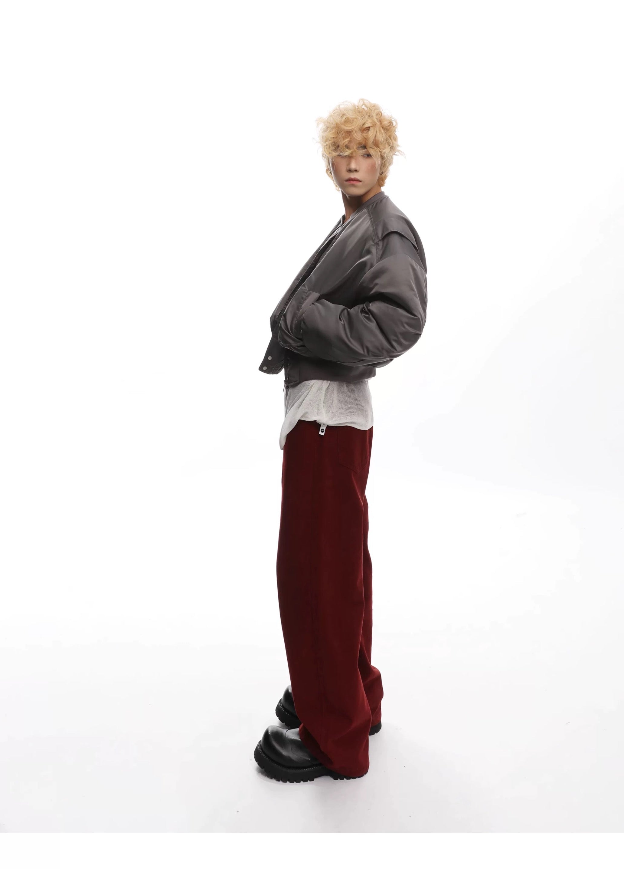 Men’s Cropped Bomber Puffer Jacket – American High Street Short Cotton Outerwear T0071