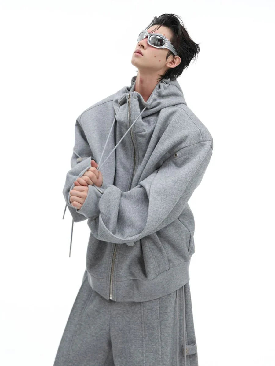 LOOSE HOODED SWEATER JACKET + BOTTOMS S0059