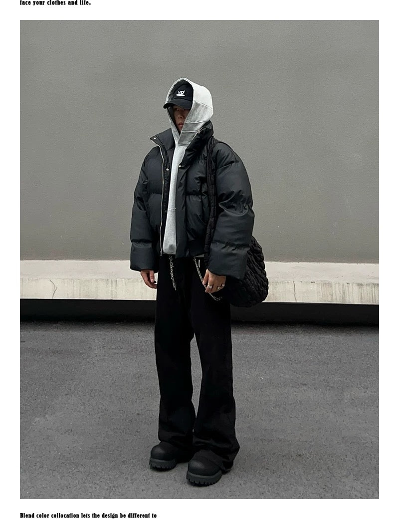 Chaqueta acolchada corta de corte limpio para hombre – Abrigo de invierno American Minimal Street T0148