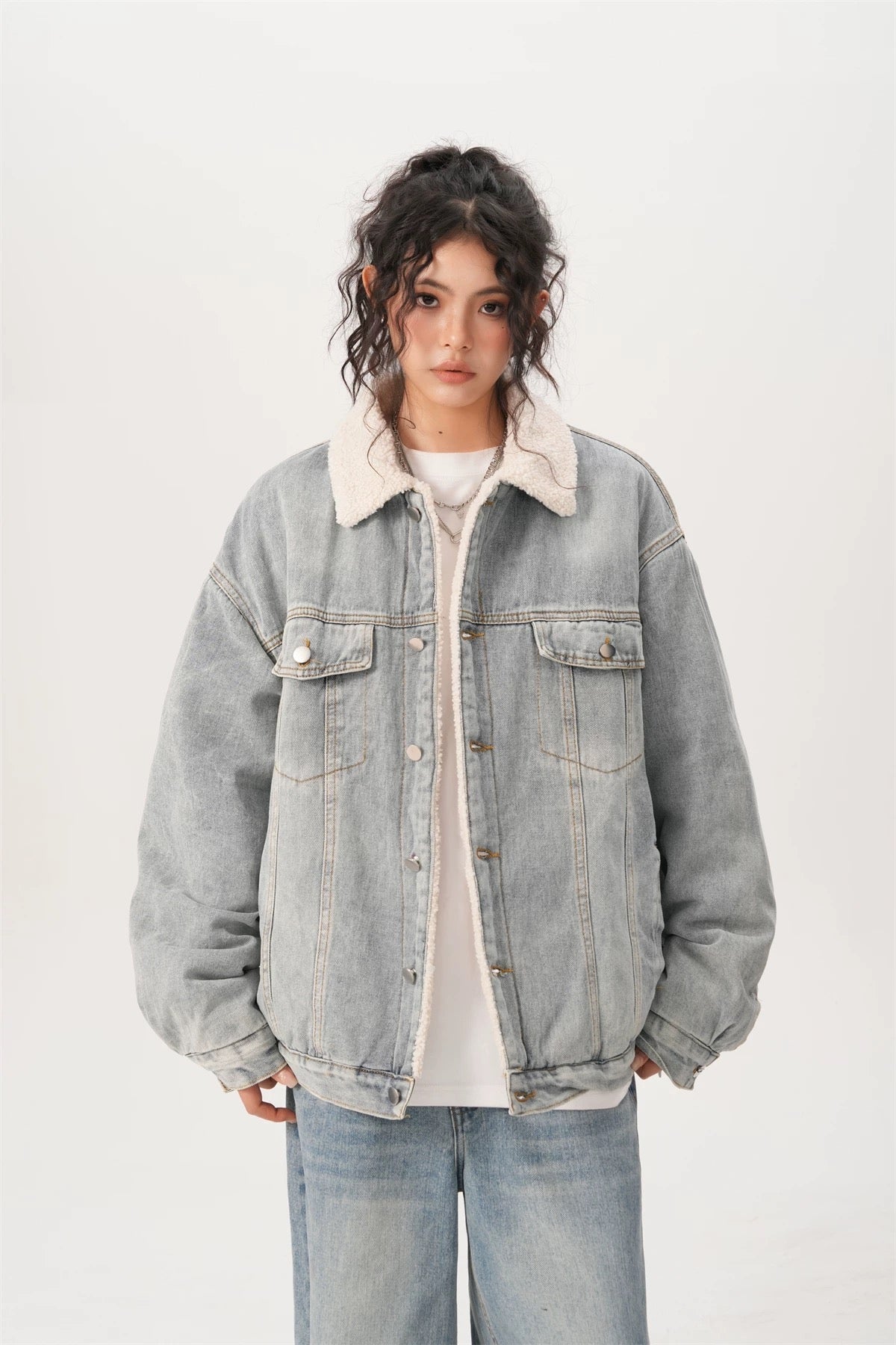 Men’s Vintage Denim Jacket – American Retro Washed Jean Outerwear T0068