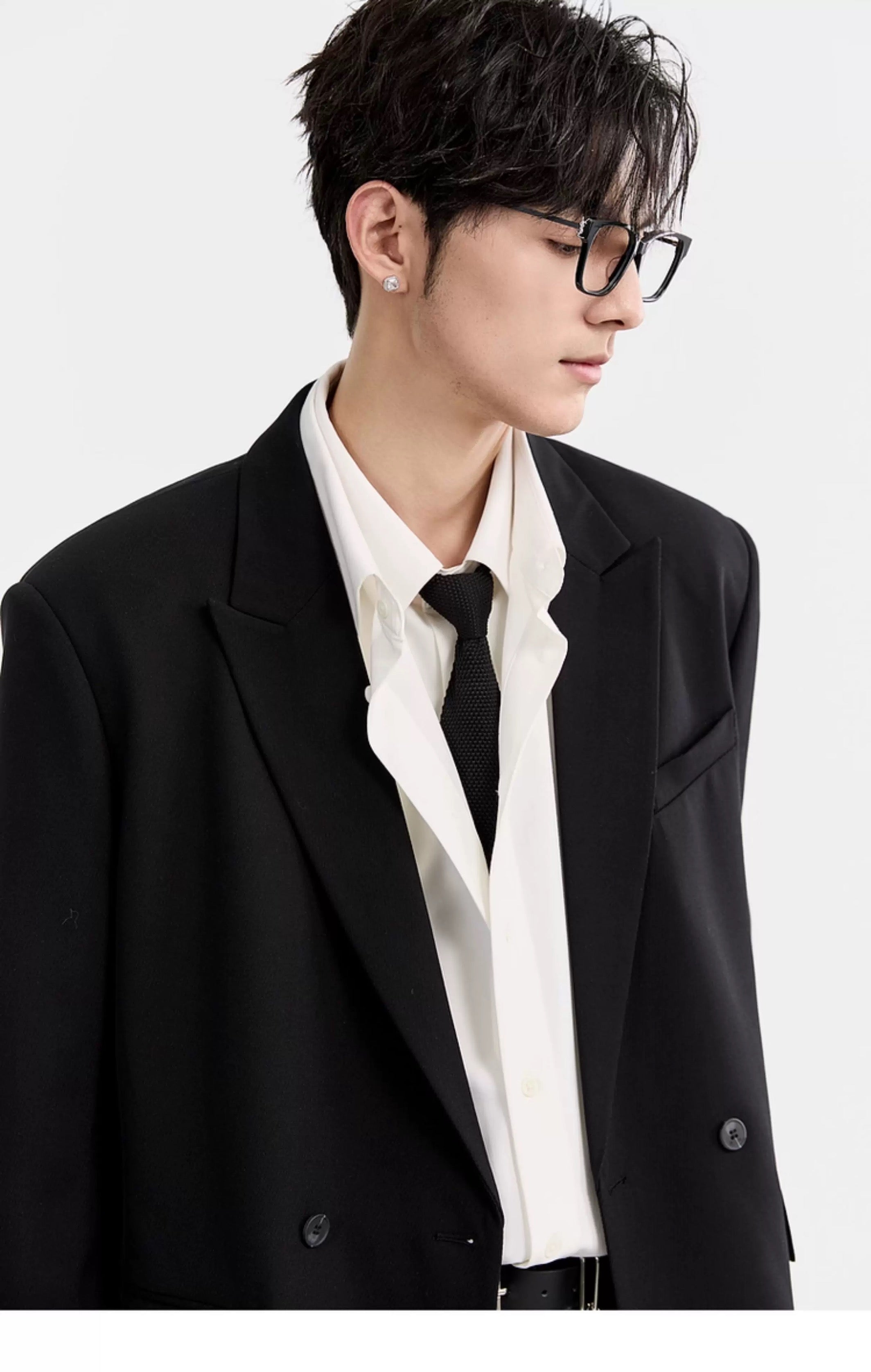 Blazer de lana Tencel Premium - Chaqueta informal de gran tamaño y botonadura sencilla para hombre, para todas las estaciones, T0045