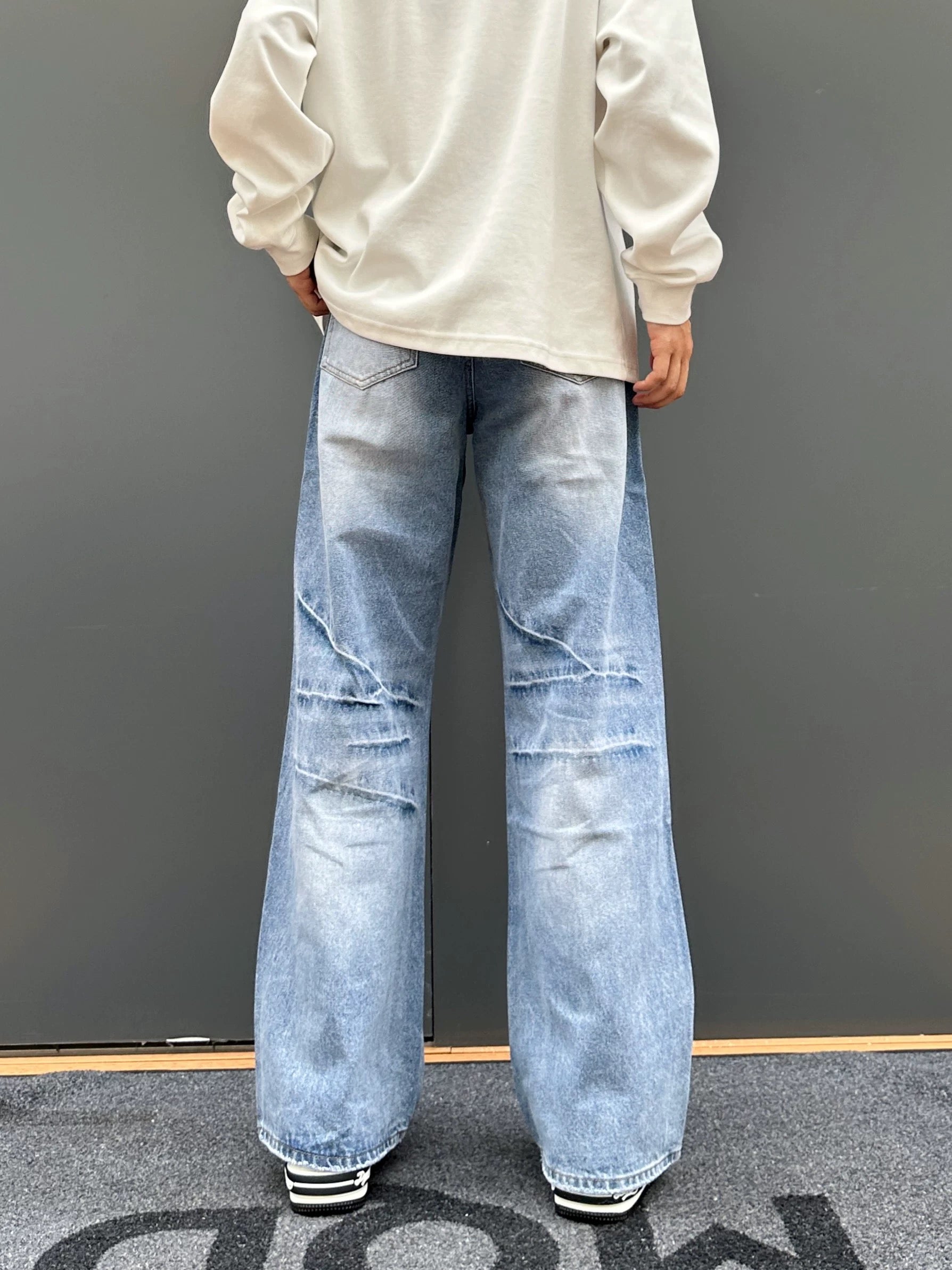 Men’s Vintage American Wide-Leg Straight Jeans – Retro High Street Denim Pants B0052