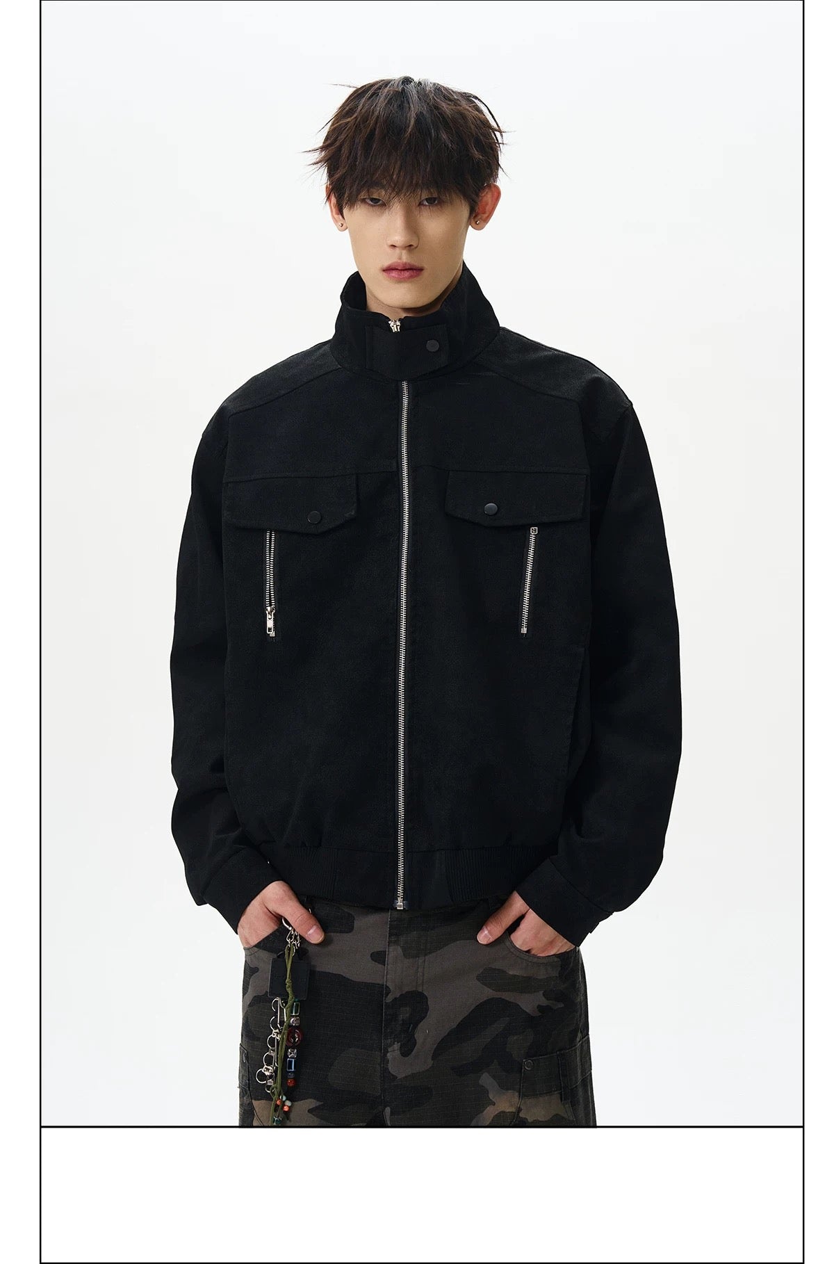 Men’s Stand-Collar American Streetwear Jacket T0015