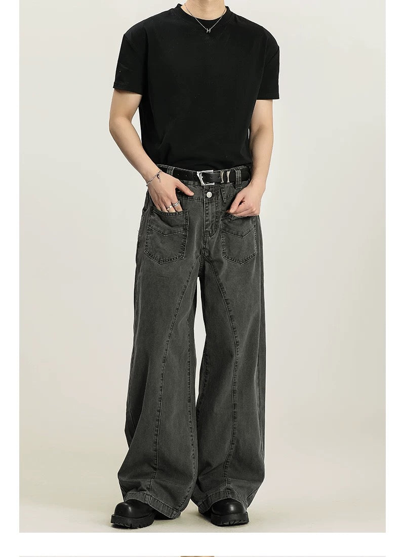 Men’s Vintage American Straight-Leg Cargo Pants – Retro Utility Streetwear Trousers B0045