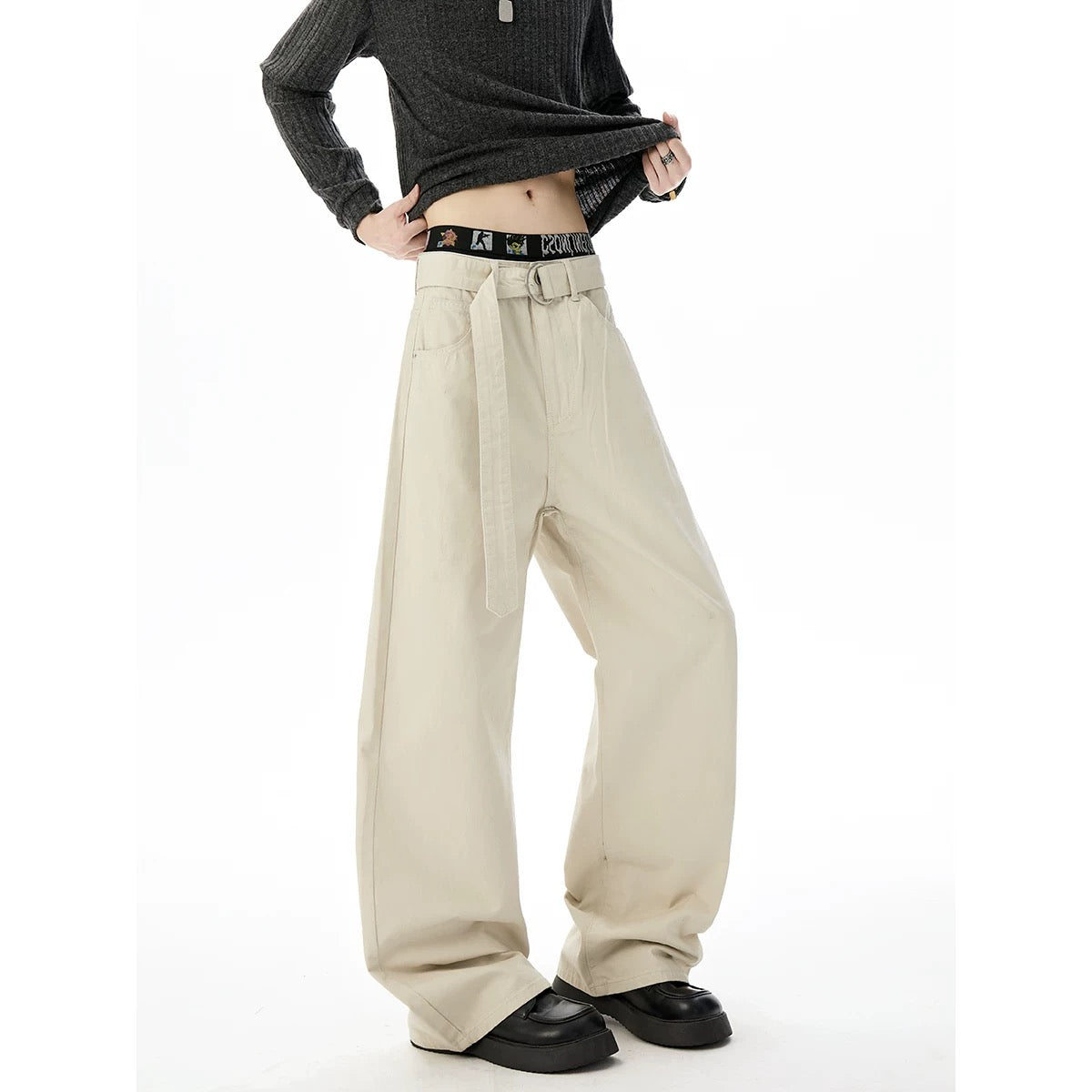 Men’s Vintage Clean Fit Cargo Pants – Loose Straight Utility Street Trousers B0067