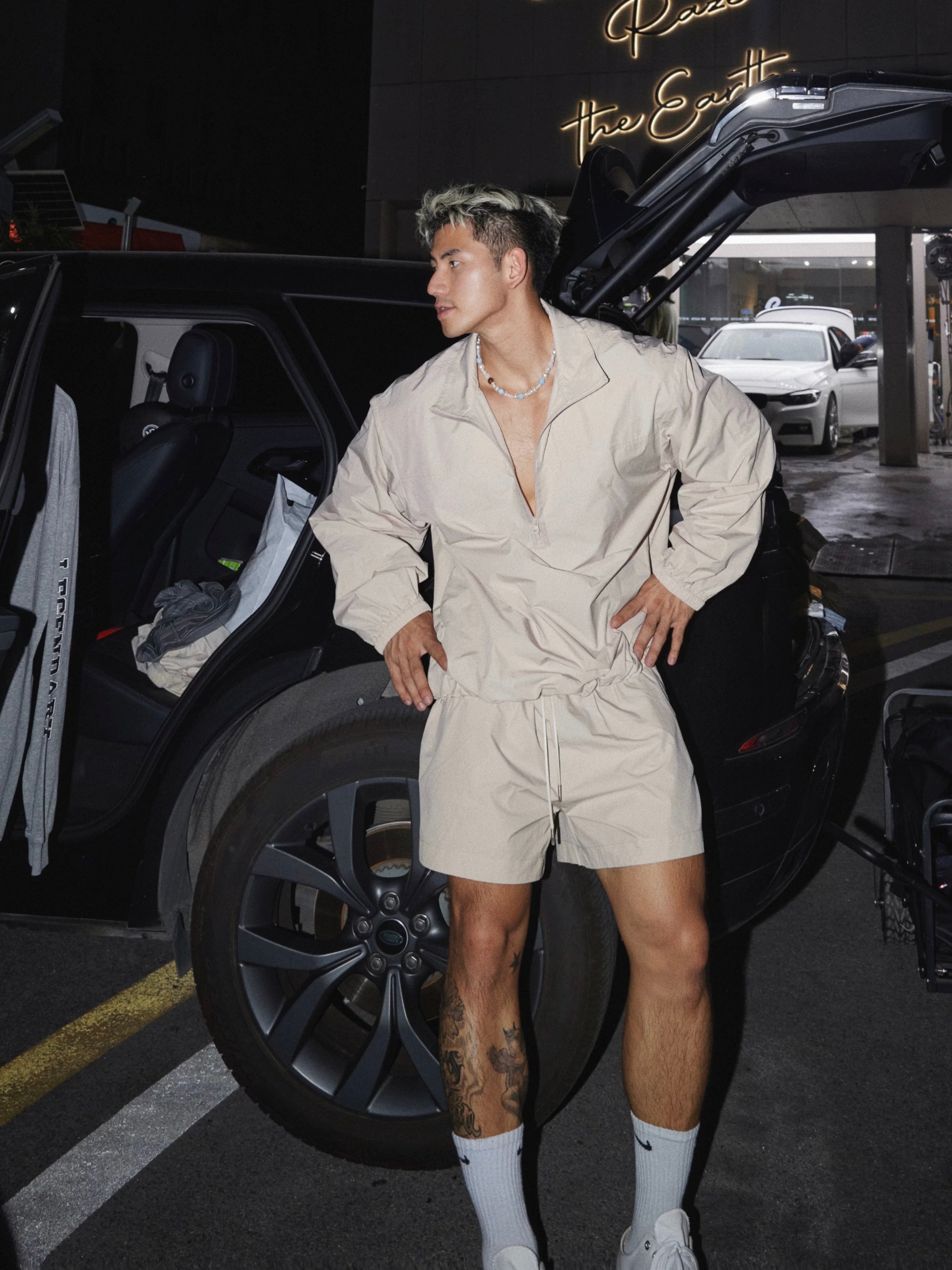 Men’s Retro Sport Lounge Set | Lightweight Fall Tracksuit with Loose Pullover & ShortsT0055