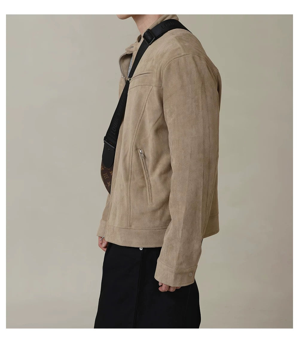 American Stand Collar Jacket – Vintage Streetwear Short Coat for Men T0033