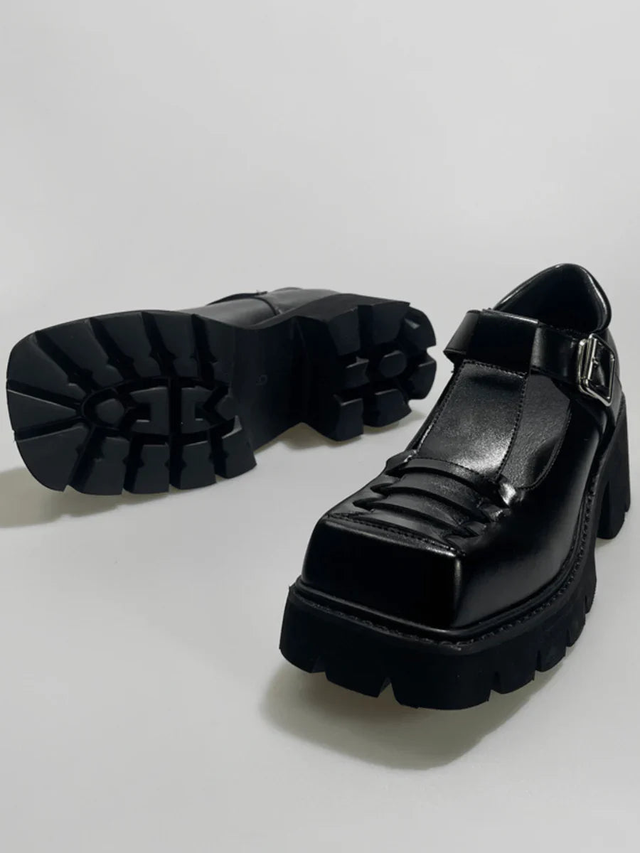 CHUNKY HEEL HOLLOW SINGLE SANDALS S056