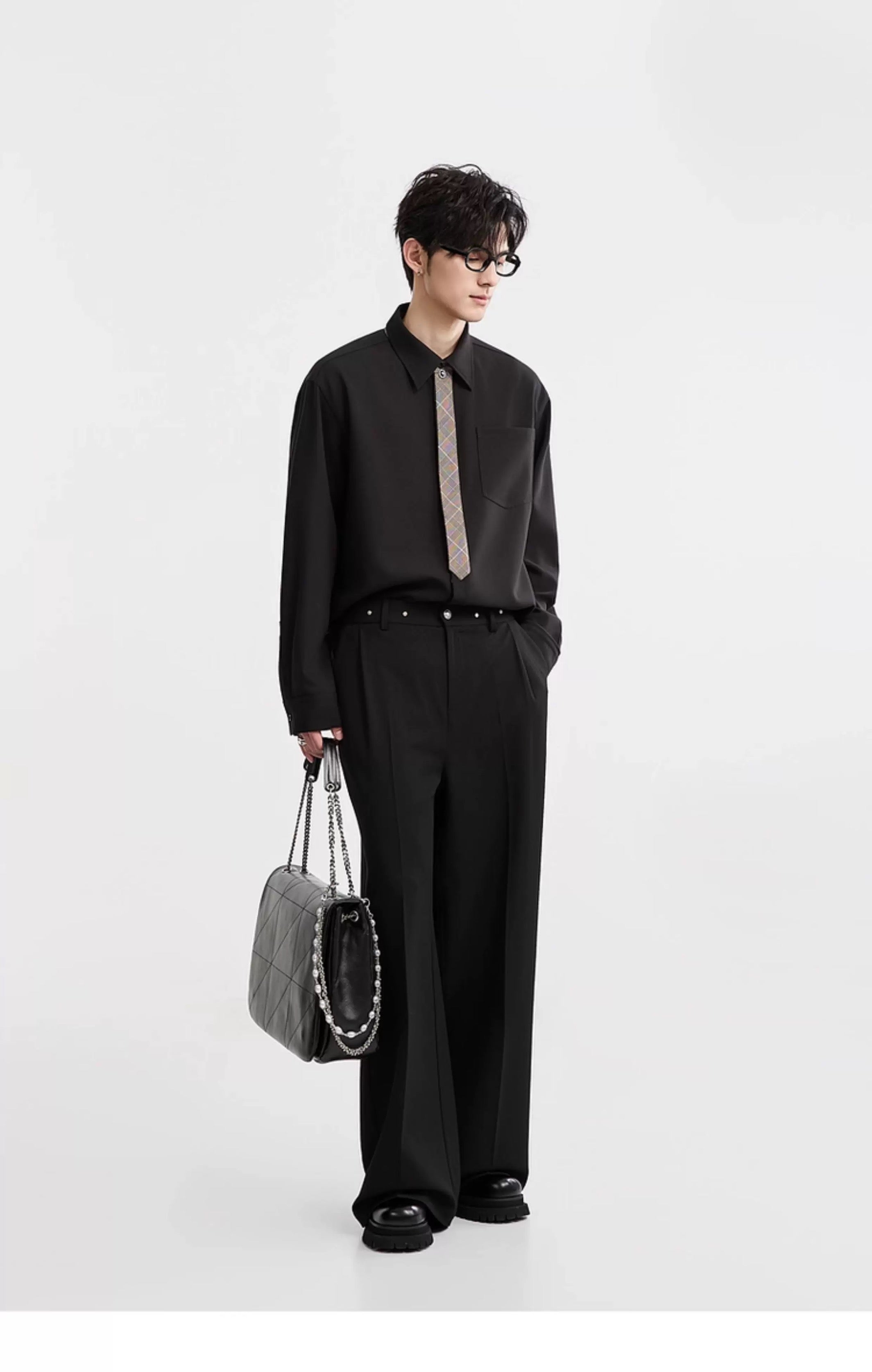 3-in-1 しわ防止＆カラーブロックシャツ - メンズ 秋冬 サーマル 長袖 トップス T0044