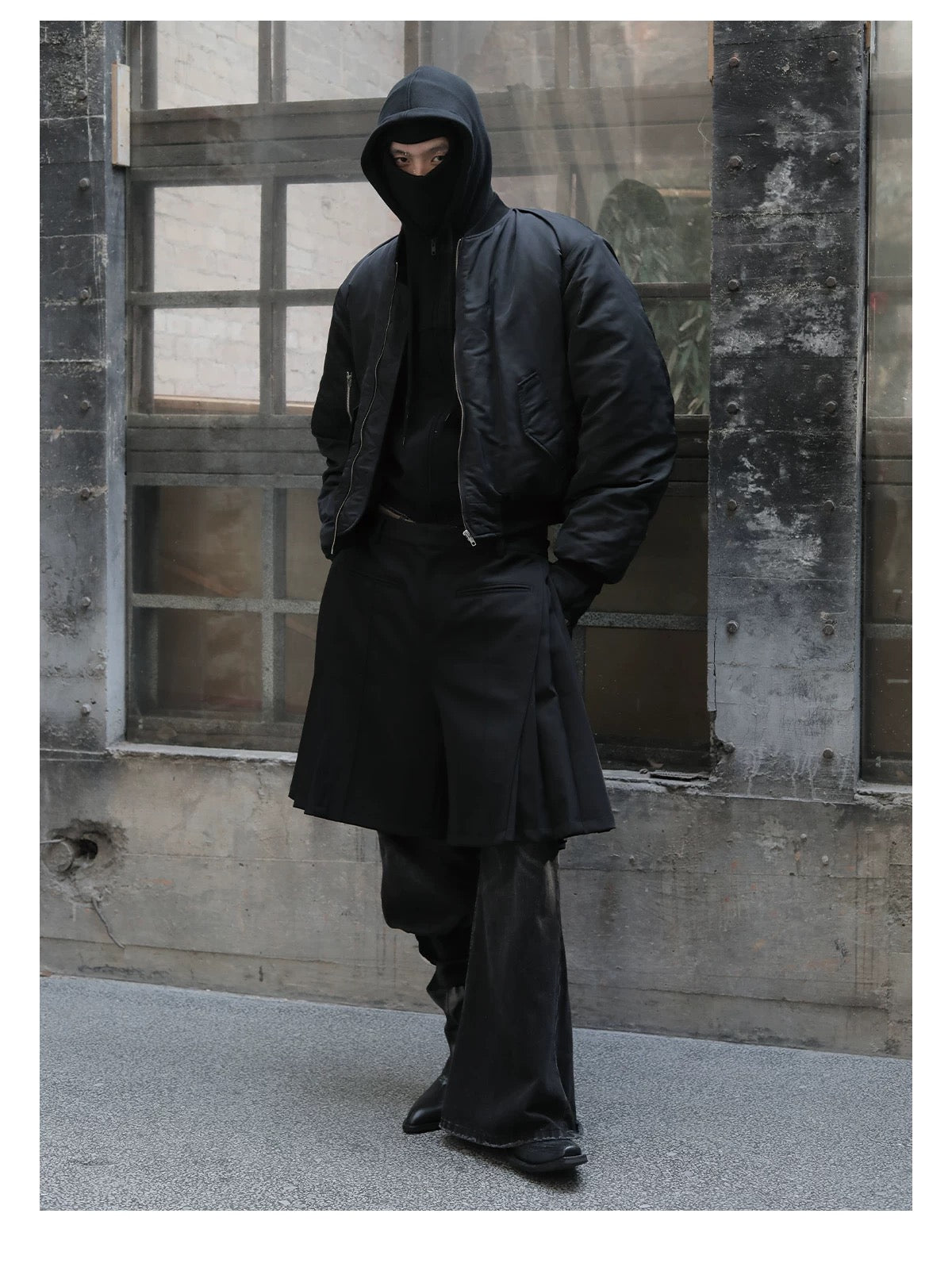 Men’s Curved-Cut Padded Jacket – American Vintage Oversized Blade Silhouette Cotton Coat T0036