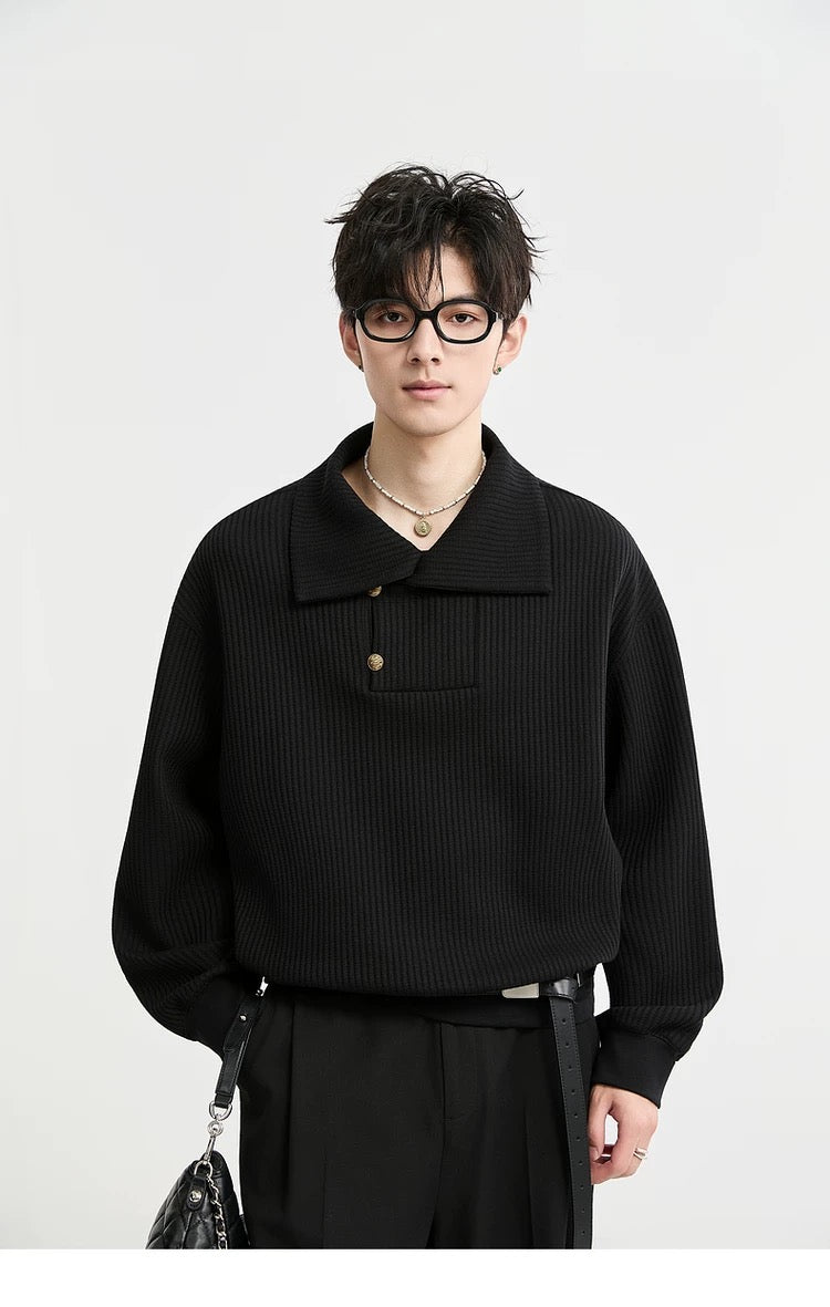 Sudadera con cuello estilo chino de otoño para hombre, tejido personalizado de primera calidad, informal, con botones, T0049