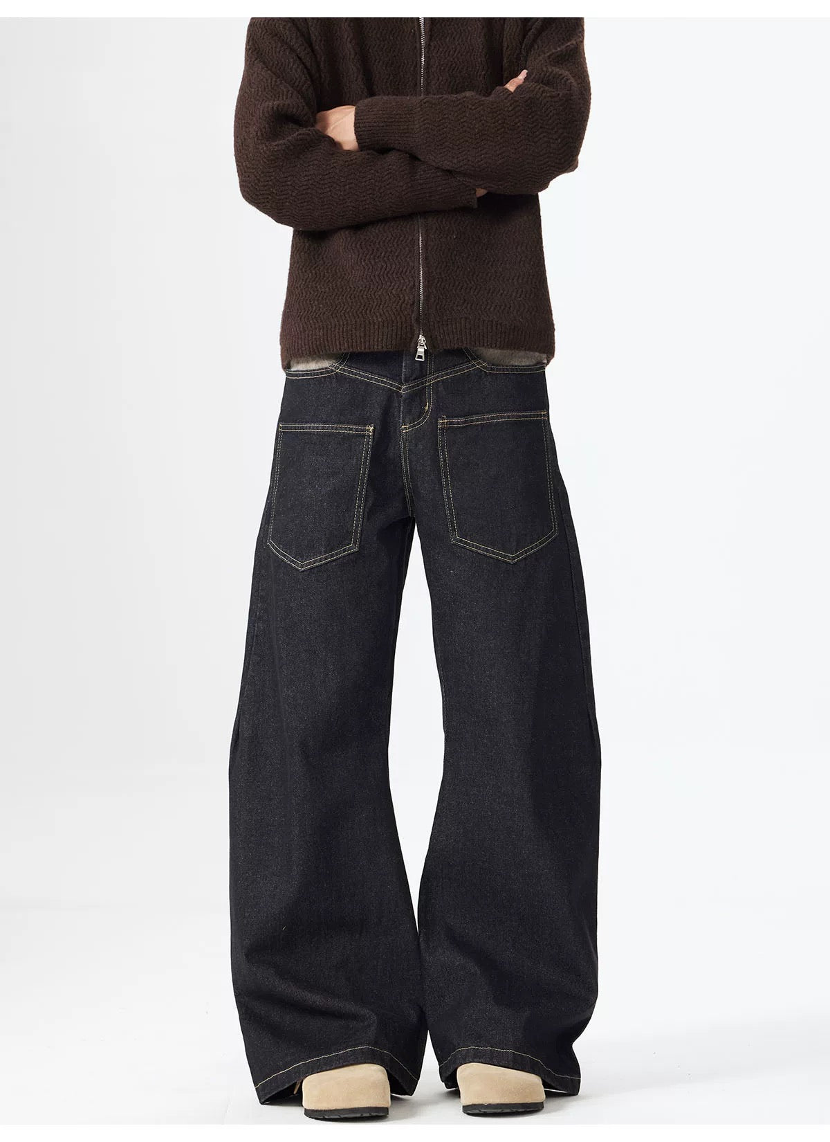 Vaqueros rectos para hombre – Pantalones clásicos de estilo urbano americano vintage B0046