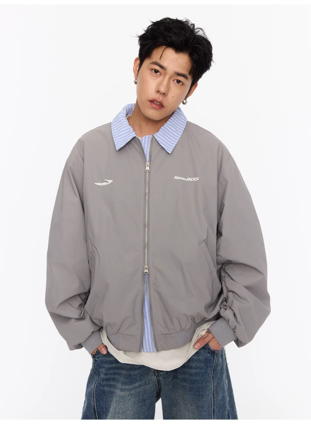 Chaqueta de béisbol vintage bordada con capas para hombre – Chaqueta bomber estilo streetwear retro T0075