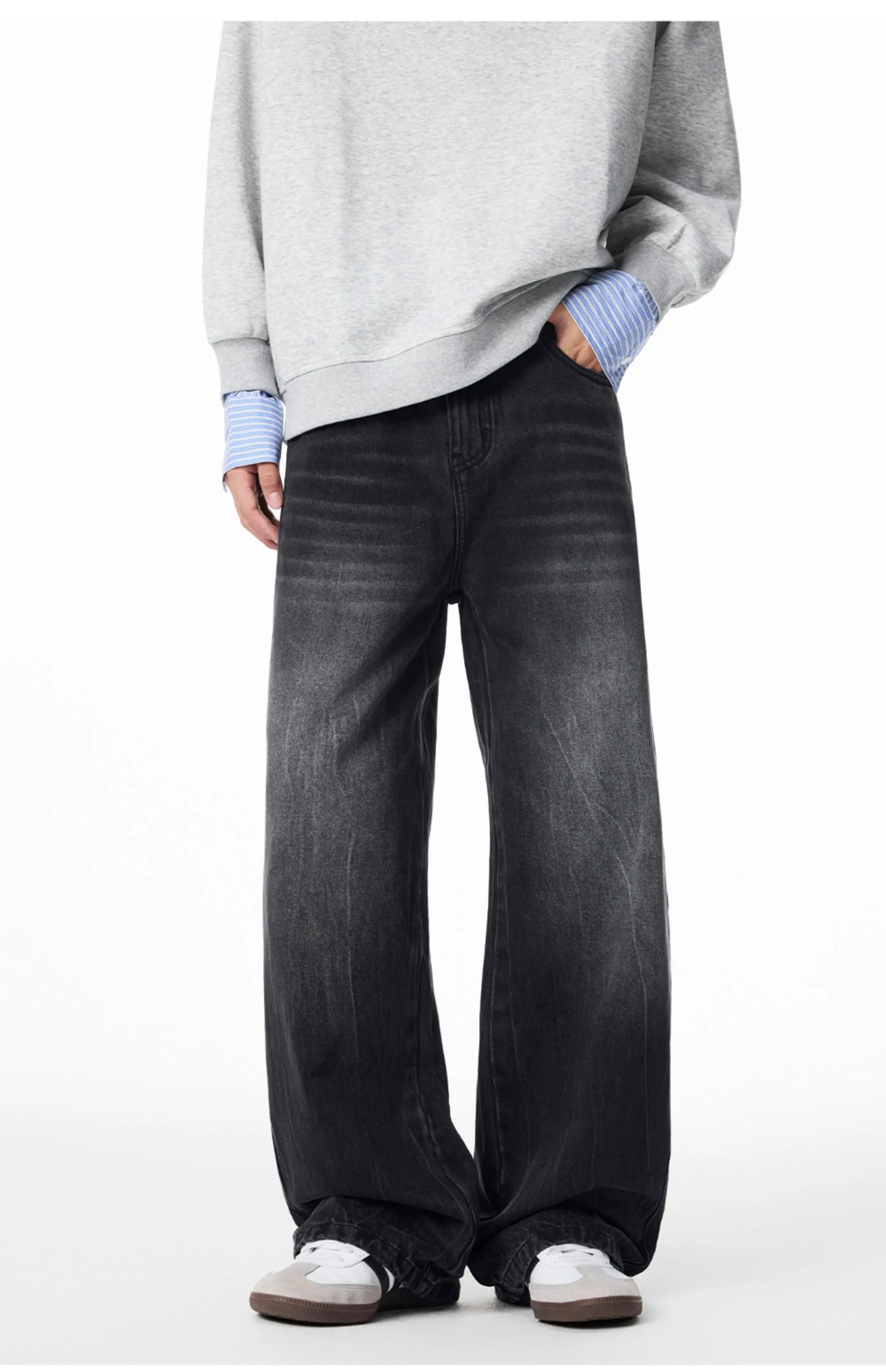 Men’s Vintage American Wide-Leg Denim Jeans B0013