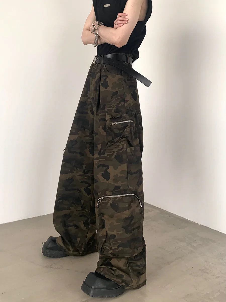 CAMOUFLAGE WIDE LEG POCKETS WORK PANTS B0164