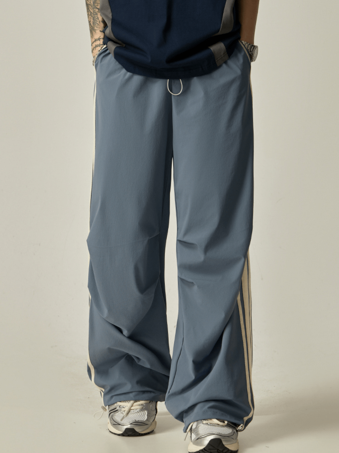 Striped loose wide-leg casual pants B0328