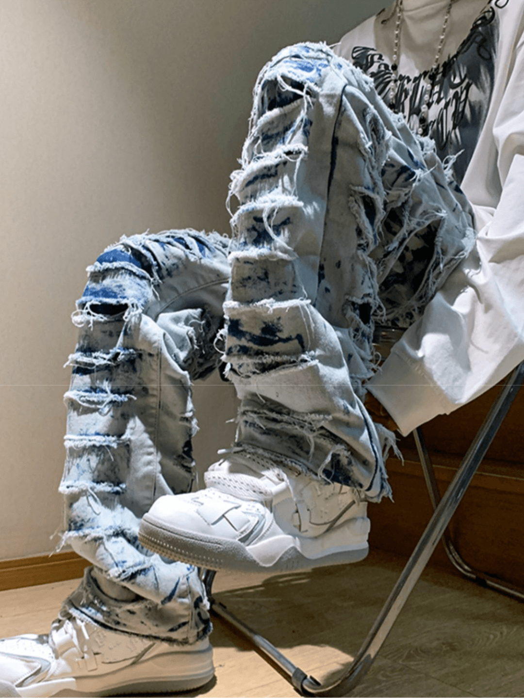 High street damage denim pants B0136