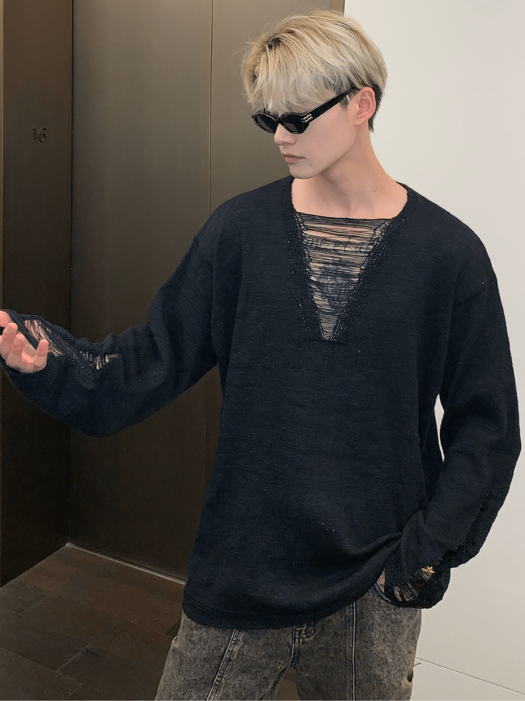 [CUIBUJU] V-neck loose trend within shirt J0115