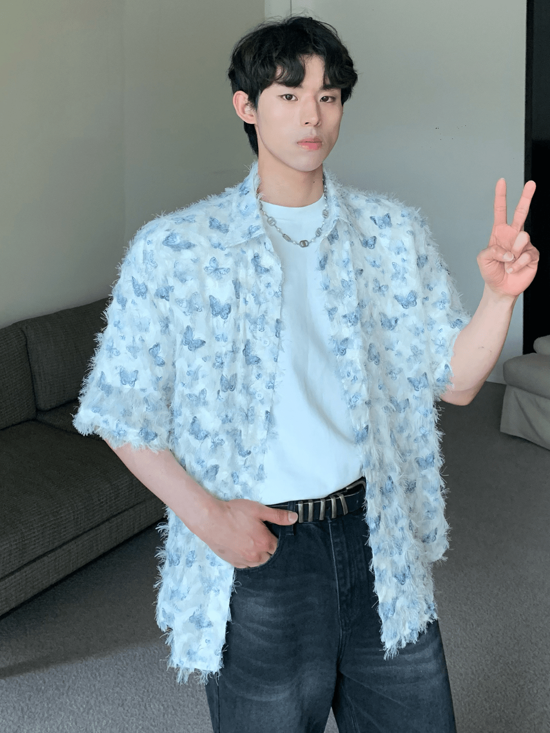 [CUIBUJU] Butterfly Design Shirt J0132