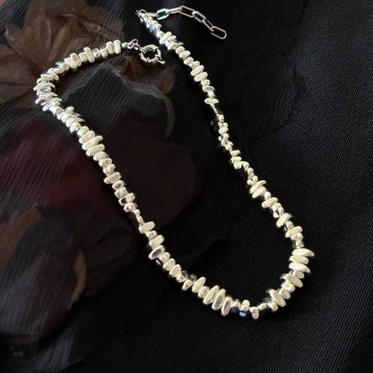 Men’s Irregular Silver Chain Necklace | Designer Hip Hop Pendant with Fragmented Metal Detail & Luxury Minimalist Style O0003