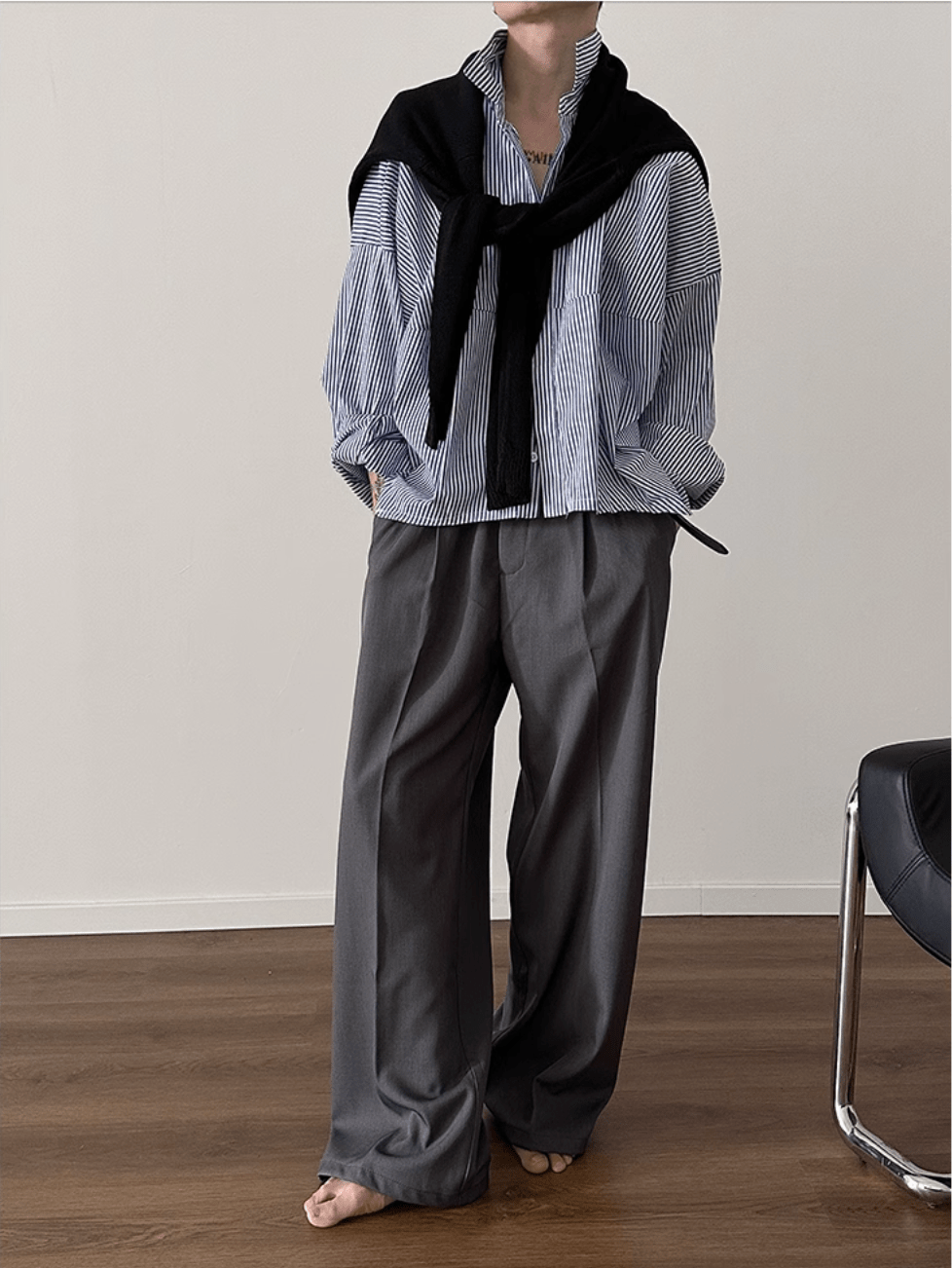 [GENESISBOY] Blue Striped Casual Shirt J0130