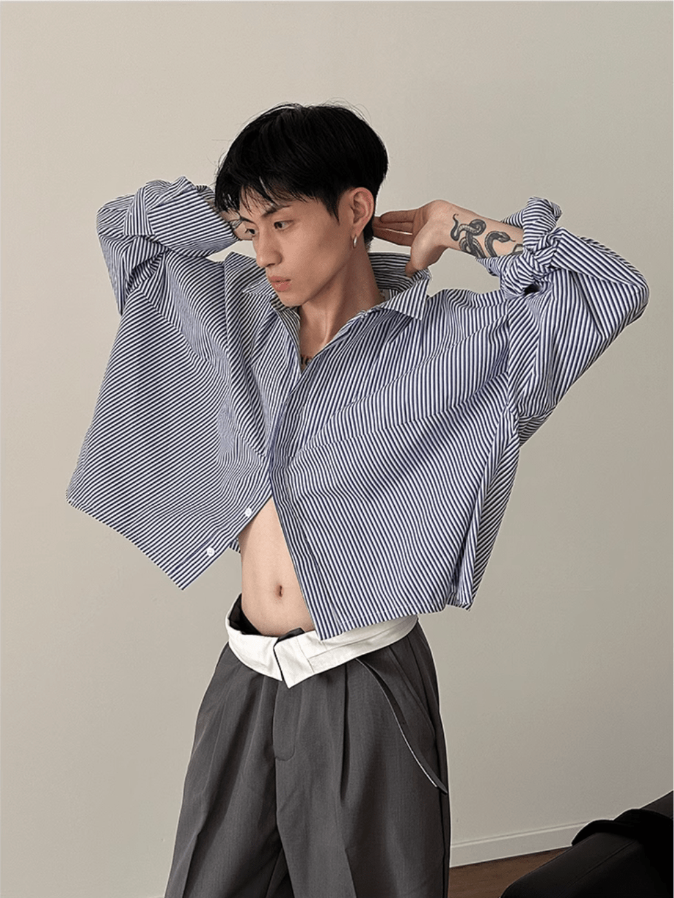 [GENESISBOY] Blue Striped Casual Shirt J0130