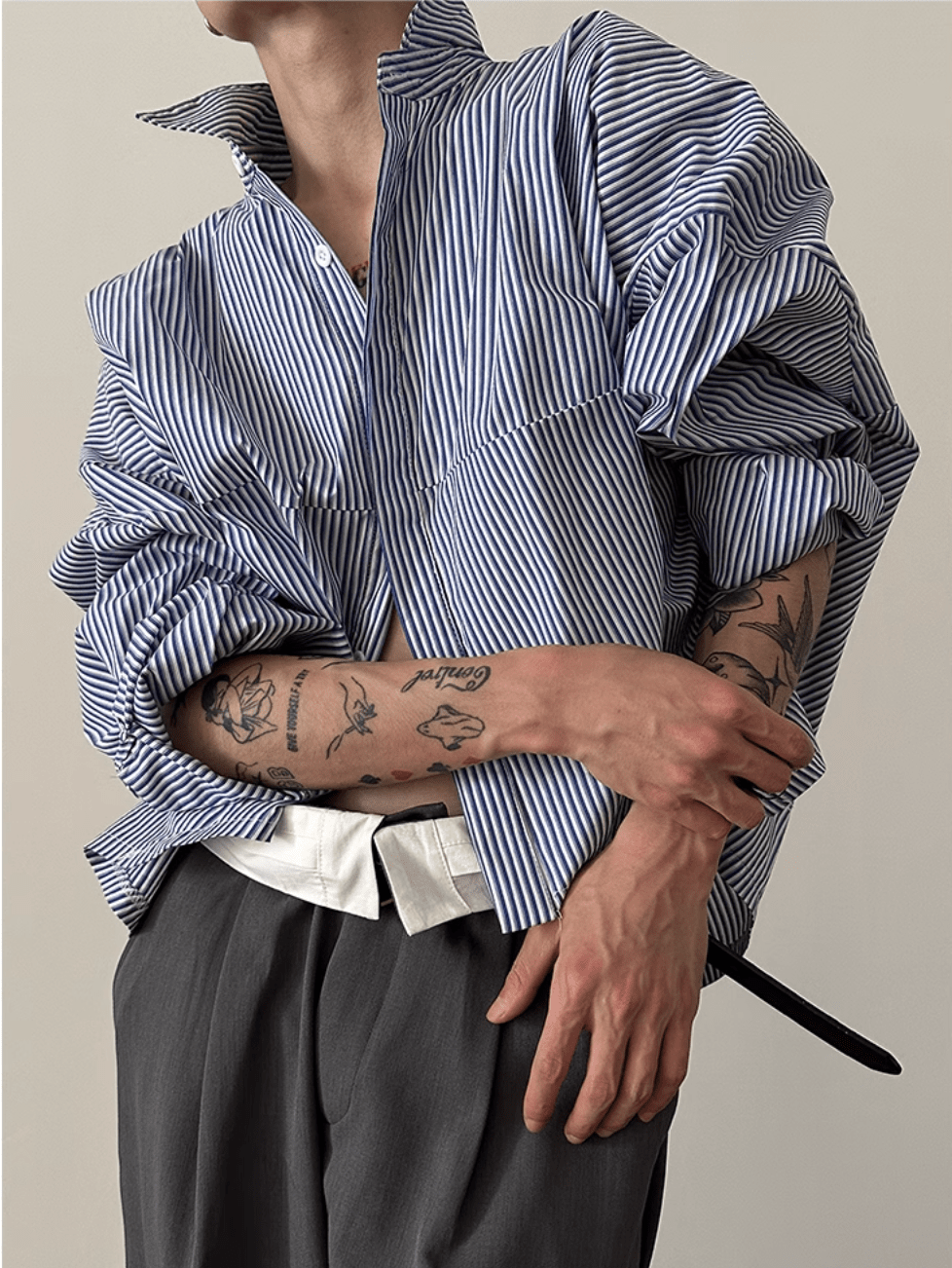 [GENESISBOY] Blue Striped Casual Shirt J0130