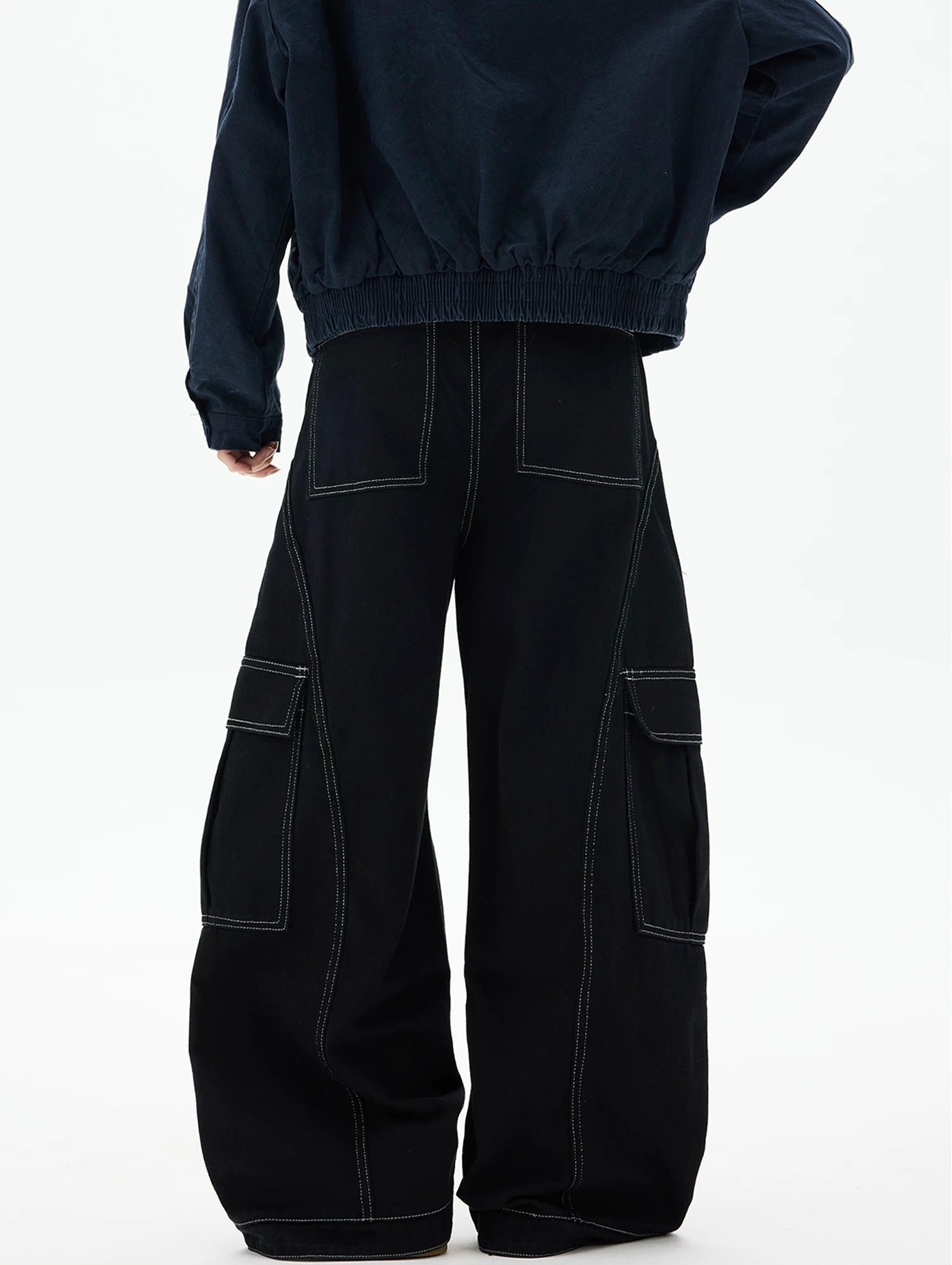 American Curved Wide-Leg Streetwear Trousers B0085