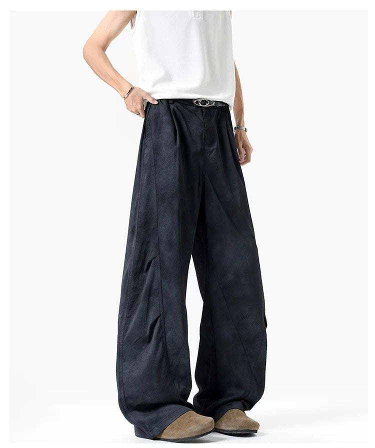 Wrinkled Washed Cargo Pants – American Vintage Dirty Dye Workwear Trousers B0048