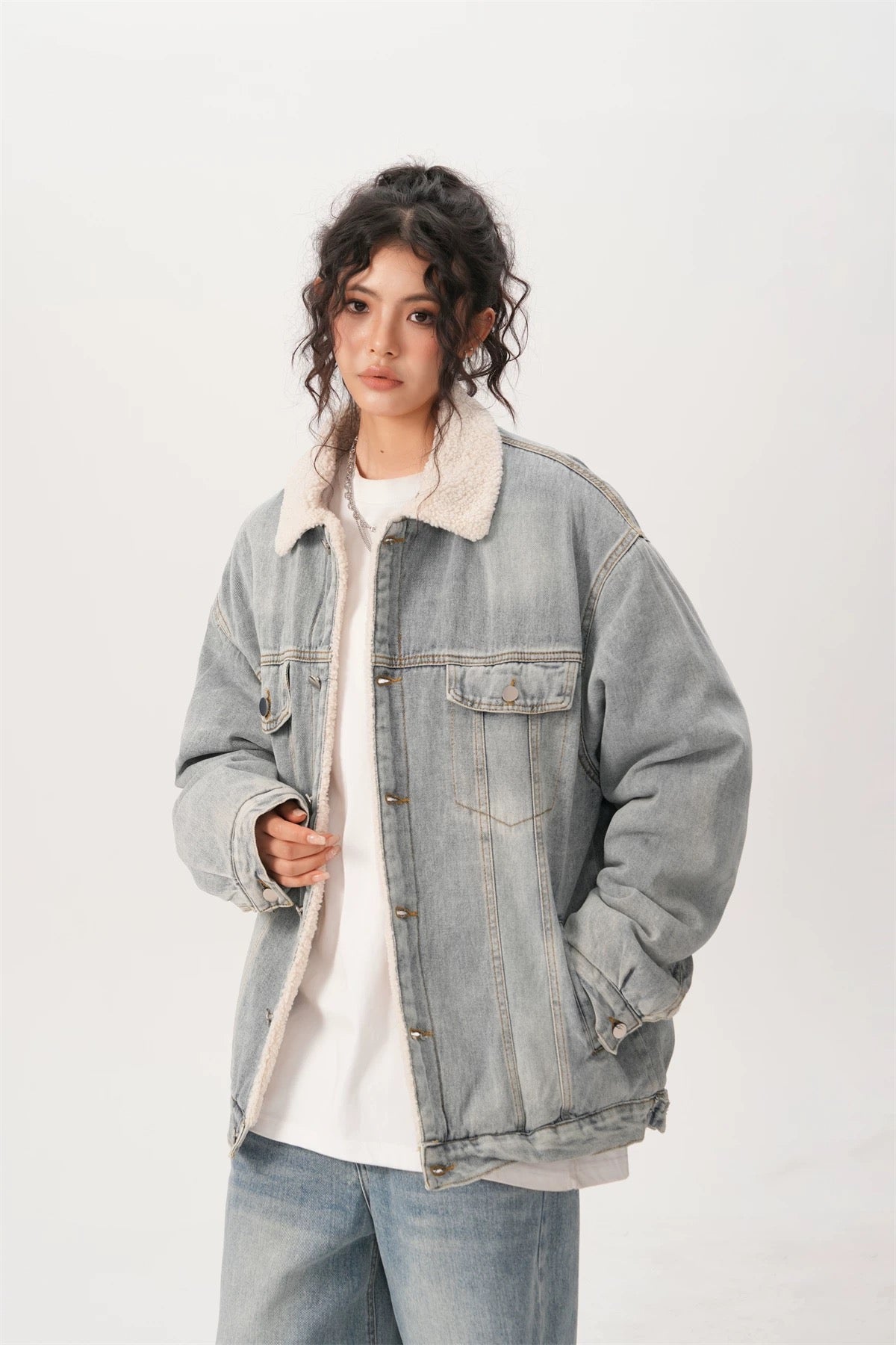 Men’s Vintage Denim Jacket – American Retro Washed Jean Outerwear T0068