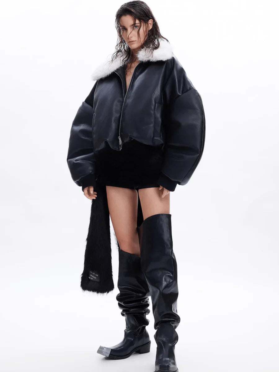 COTTON LEATHER JACKET T0090