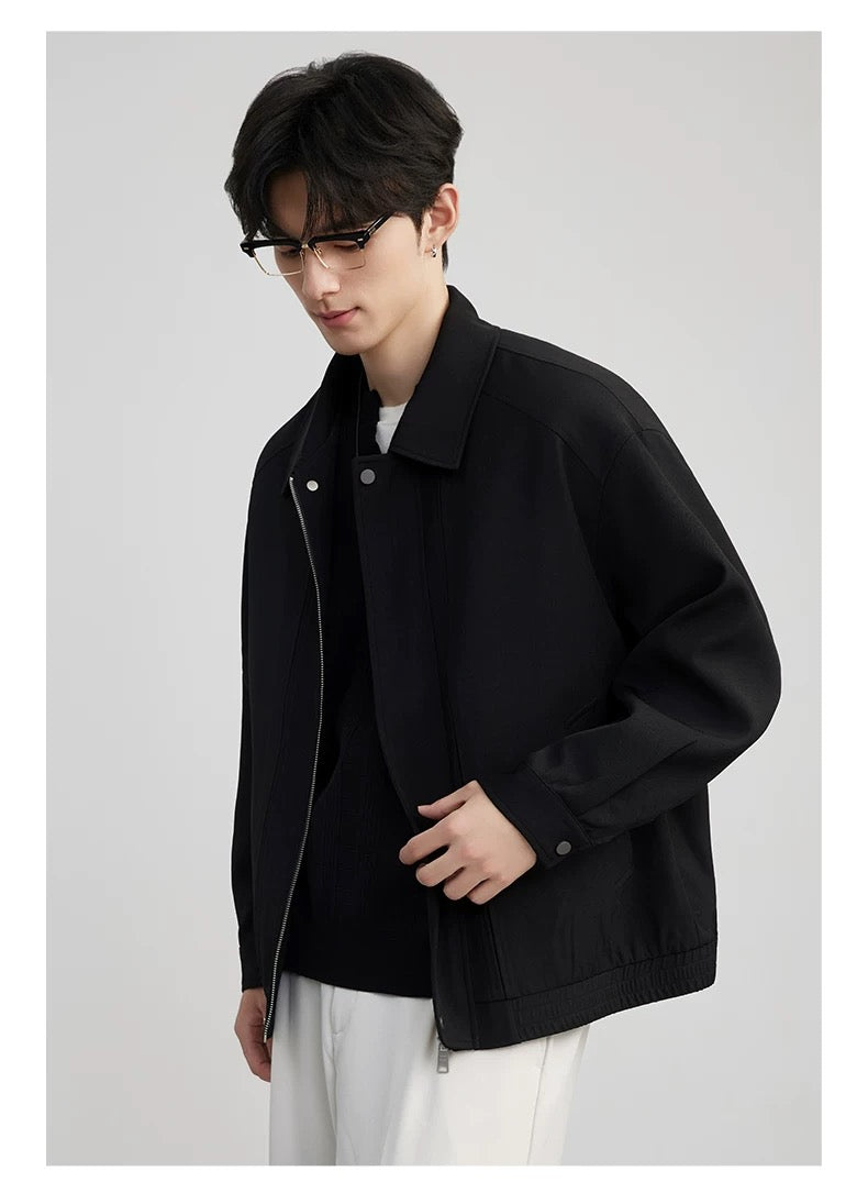 Men’s American Business Collar Jacket – Modern Retro Minimal Street Outerwear T0063