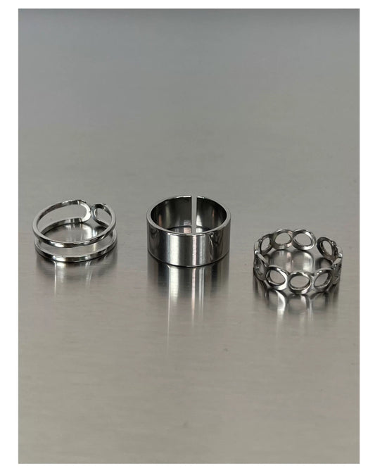 Unisex 3-Piece Titanium Steel Ring Set | Minimalist Non-Fading Hip Hop Bands for Streetwear Style O0006